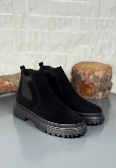  2025 SİYAH SÜET DERİ PRD BANDAJLI EVA TABAN BOT - SİYAH SÜET DERİ