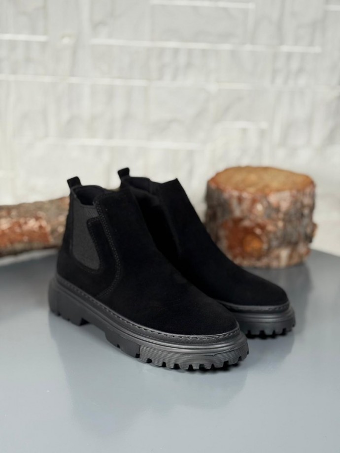  2025 SİYAH SÜET DERİ PRD BANDAJLI EVA TABAN BOT - SİYAH SÜET DERİ