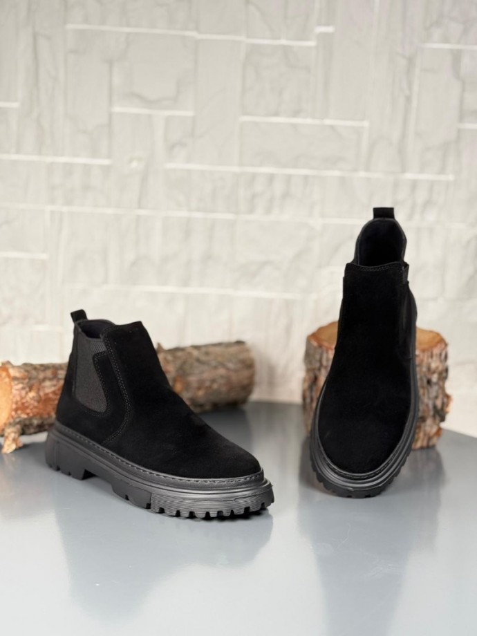  2025 SİYAH SÜET DERİ PRD BANDAJLI EVA TABAN BOT - SİYAH SÜET DERİ