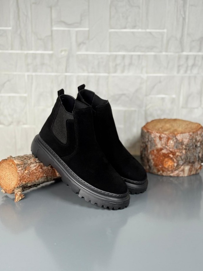  2025 SİYAH SÜET DERİ PRD BANDAJLI EVA TABAN BOT - SİYAH SÜET DERİ