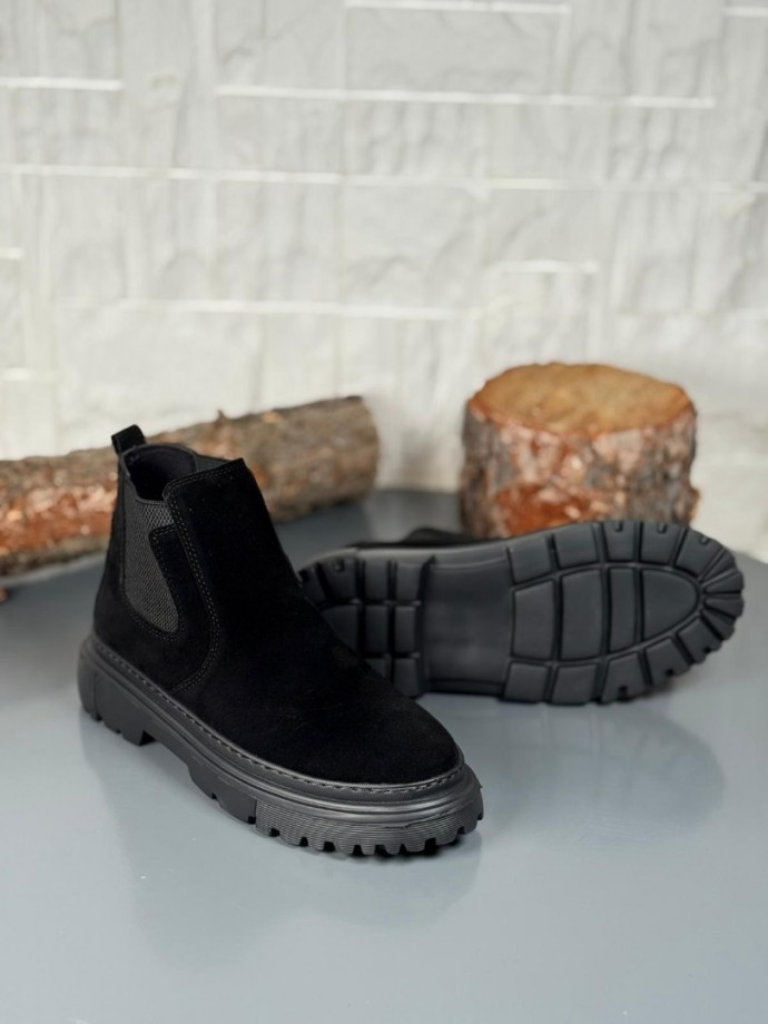  2025 SİYAH SÜET DERİ PRD BANDAJLI EVA TABAN BOT - SİYAH SÜET DERİ