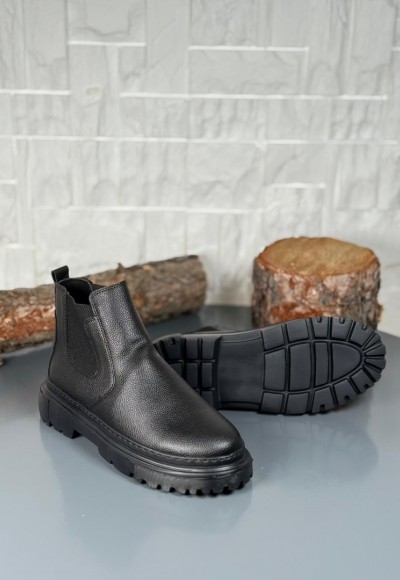  2025 SİYAH ŞRİNGIL DERİ PRD BANDAJLI EVA TABAN BOT - SİYAH ŞRİNGIL DERİ