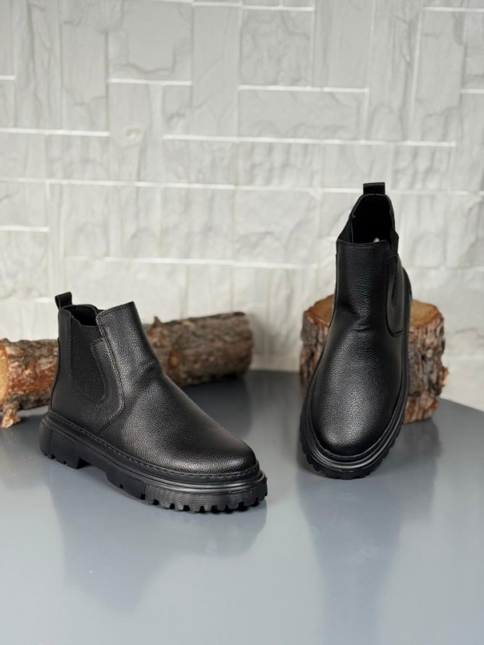  2025 SİYAH ŞRİNGIL DERİ PRD BANDAJLI EVA TABAN BOT - SİYAH ŞRİNGIL DERİ