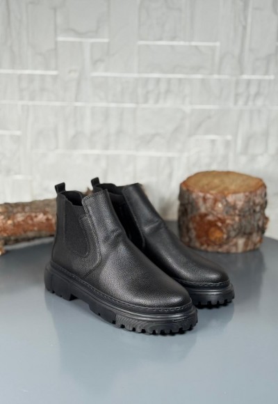  2025 SİYAH ŞRİNGIL DERİ PRD BANDAJLI EVA TABAN BOT - SİYAH ŞRİNGIL DERİ