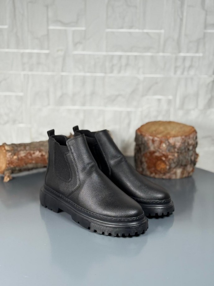  2025 SİYAH ŞRİNGIL DERİ PRD BANDAJLI EVA TABAN BOT - SİYAH ŞRİNGIL DERİ