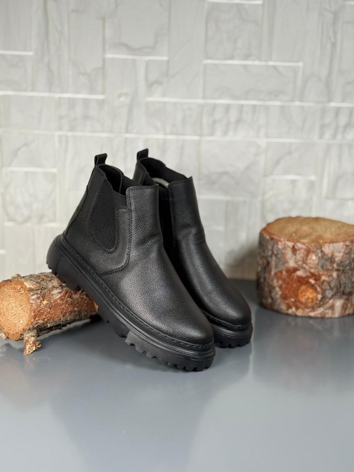  2025 SİYAH ŞRİNGIL DERİ PRD BANDAJLI EVA TABAN BOT - SİYAH ŞRİNGIL DERİ