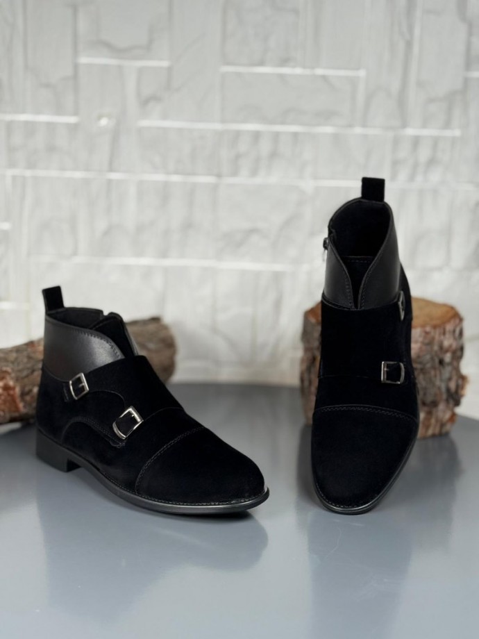 2025 KLASİK SİYAH SÜET ÇİFT TOKALI BOT - SİYAH SÜET 