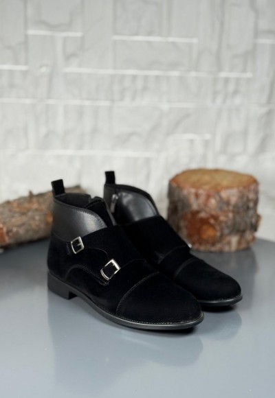 2025 KLASİK SİYAH SÜET ÇİFT TOKALI BOT - SİYAH SÜET 