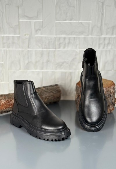  2025 SİYAH DERİ PRD FERMUARLI EVA TABAN BOT - SİYAH MAT DERİ