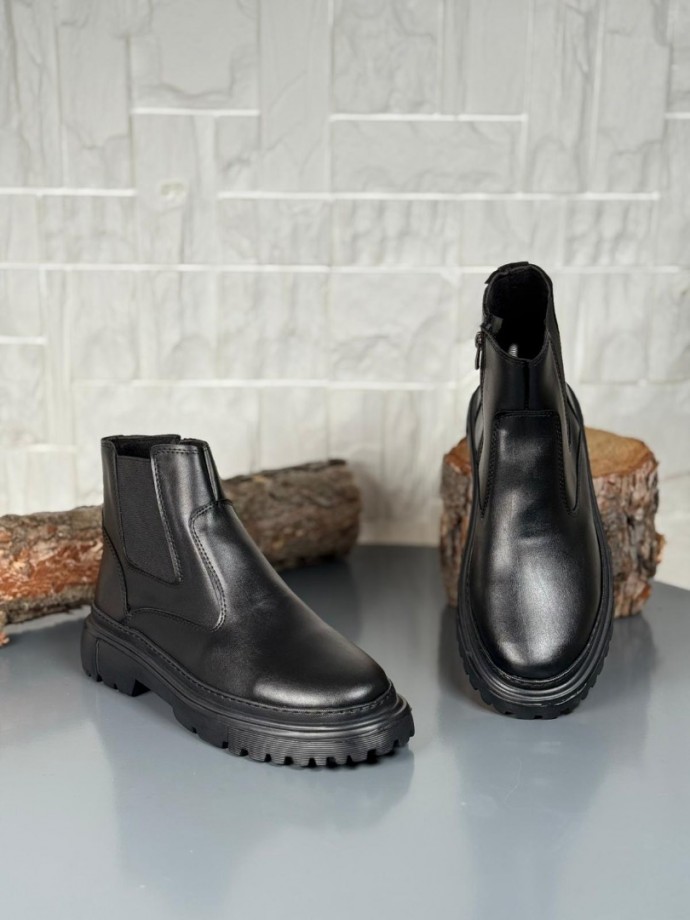  2025 SİYAH DERİ PRD FERMUARLI EVA TABAN BOT - SİYAH MAT DERİ