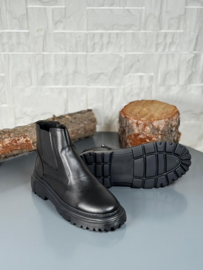  2025 SİYAH DERİ PRD FERMUARLI EVA TABAN BOT - SİYAH MAT DERİ
