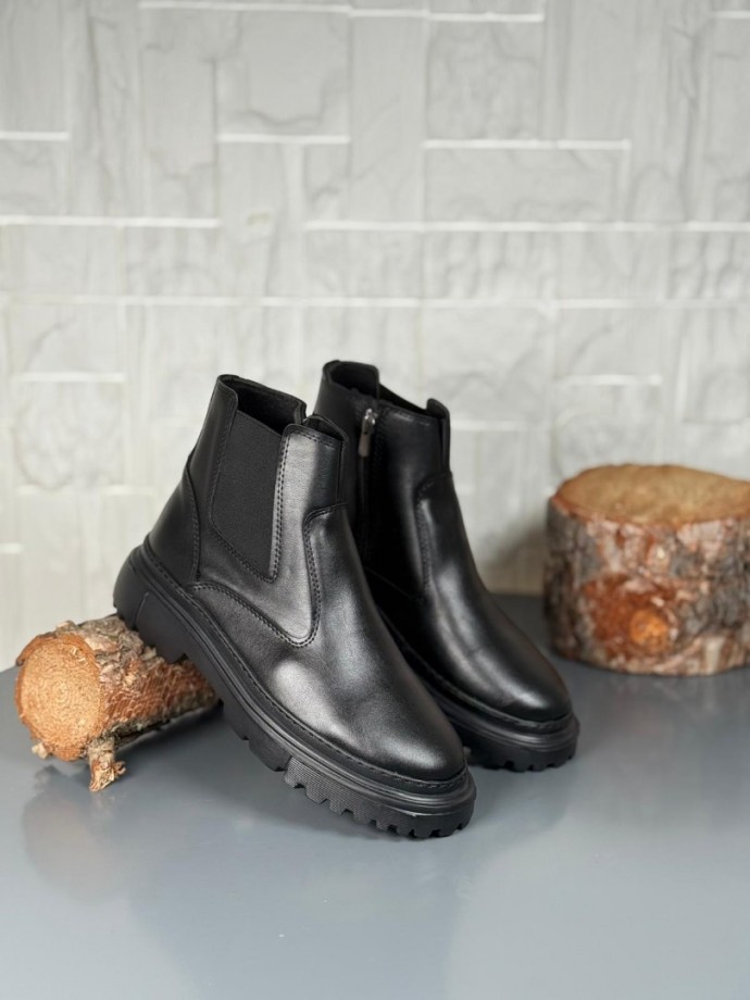  2025 SİYAH DERİ PRD FERMUARLI EVA TABAN BOT - SİYAH MAT DERİ