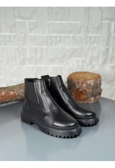  2025 SİYAH DERİ PRD FERMUARLI EVA TABAN BOT - SİYAH MAT DERİ