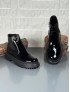 2025 SİYAH RUGAN DERİ PRD FERMUARLI EVA TABAN BOT - SİYAH RUGAN DERİ