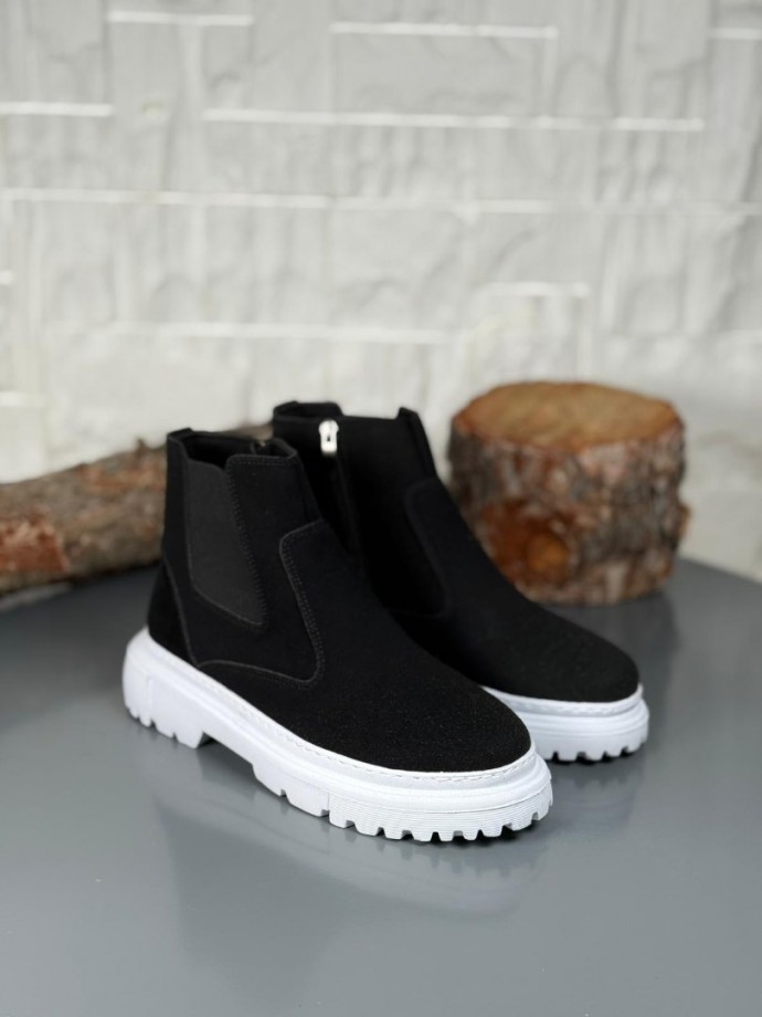  2025 SİYAH SÜET DERİ PRD FERMUARLI EVA TABAN BOT - SİYAH SÜET