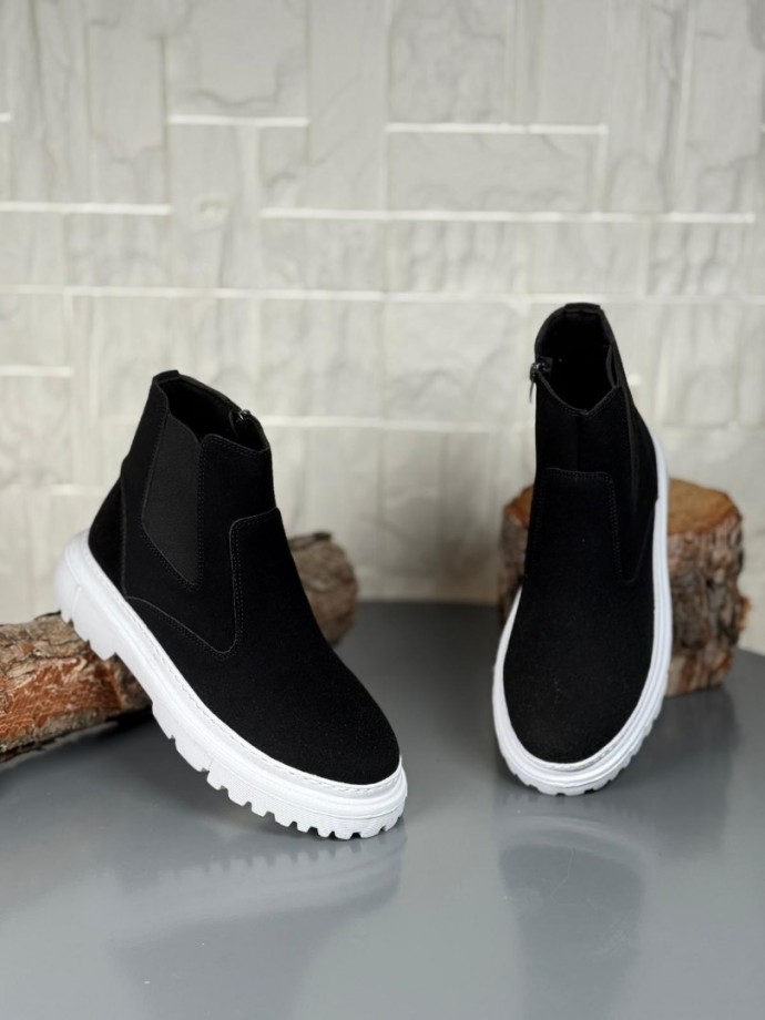  2025 SİYAH SÜET DERİ PRD FERMUARLI EVA TABAN BOT - SİYAH SÜET