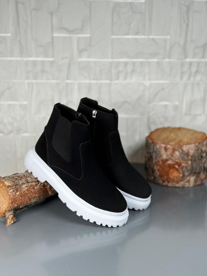  2025 SİYAH SÜET DERİ PRD FERMUARLI EVA TABAN BOT - SİYAH SÜET