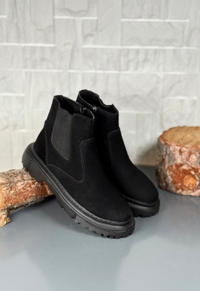  2025 SİYAH SÜET DERİ PRD FERMUARLI EVA TABAN BOT - SİYAH SÜET