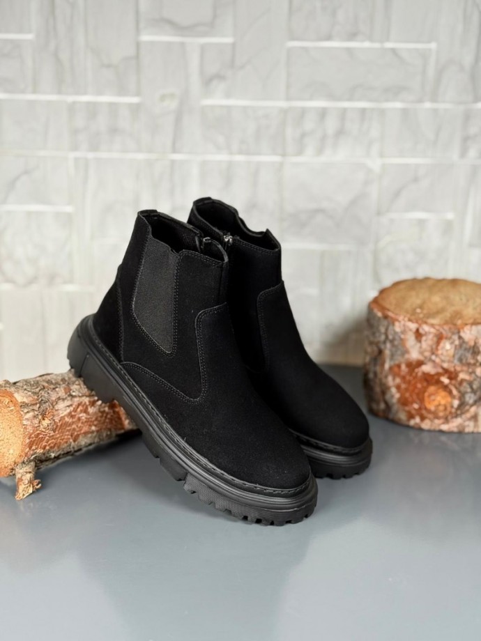  2025 SİYAH SÜET DERİ PRD FERMUARLI EVA TABAN BOT - SİYAH SÜET