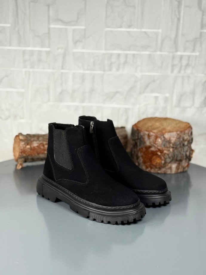  2025 SİYAH SÜET DERİ PRD FERMUARLI EVA TABAN BOT - SİYAH SÜET