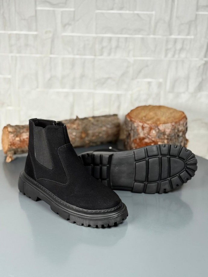  2025 SİYAH SÜET DERİ PRD FERMUARLI EVA TABAN BOT - SİYAH SÜET