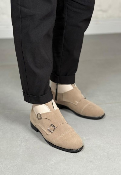 2025 KLASİK KUM BEJİ SÜET ÇİFT TOKALI BOT - KUM BEJİ SÜET DERİ