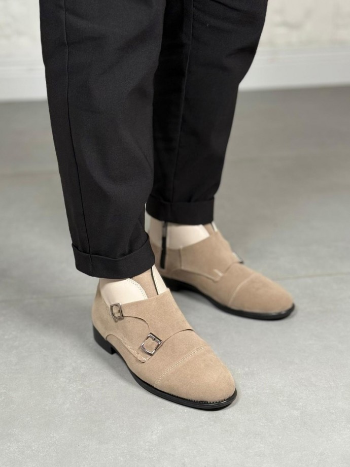 2025 KLASİK KUM BEJİ SÜET ÇİFT TOKALI BOT - KUM BEJİ SÜET DERİ