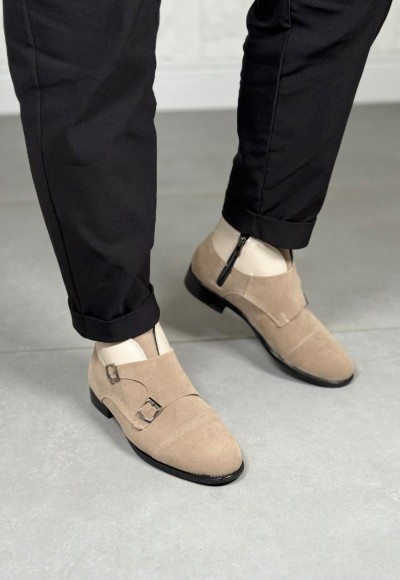 2025 KLASİK KUM BEJİ SÜET ÇİFT TOKALI BOT - KUM BEJİ SÜET DERİ