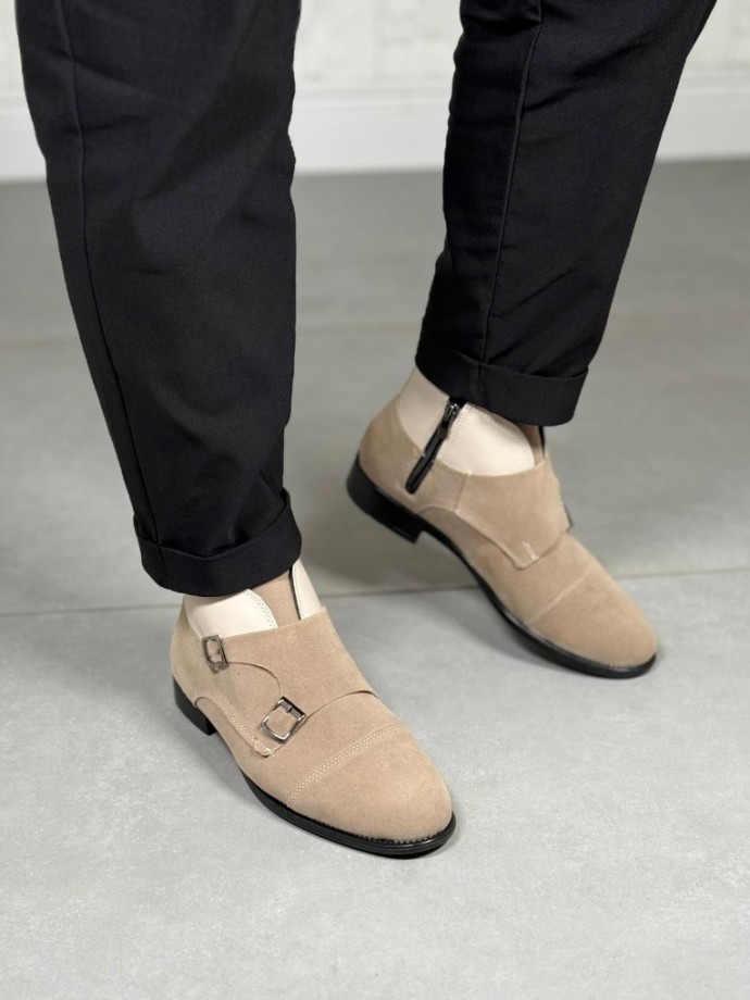 2025 KLASİK KUM BEJİ SÜET ÇİFT TOKALI BOT - KUM BEJİ SÜET DERİ