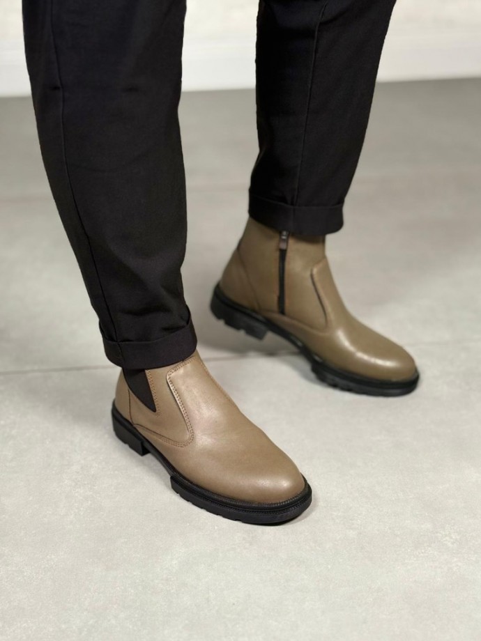 2025 BEJ DERİ KIŞLIK CRAZY KAUÇUK TABAN BOT - BEJ DERİ BOT