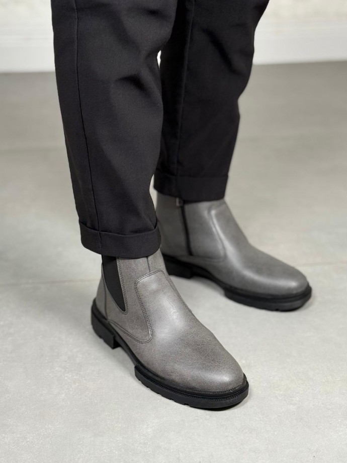 2025 GRİ DERİ KIŞLIK CRAZY KAUÇUK TABAN BOT - GRİ DERİ BOT