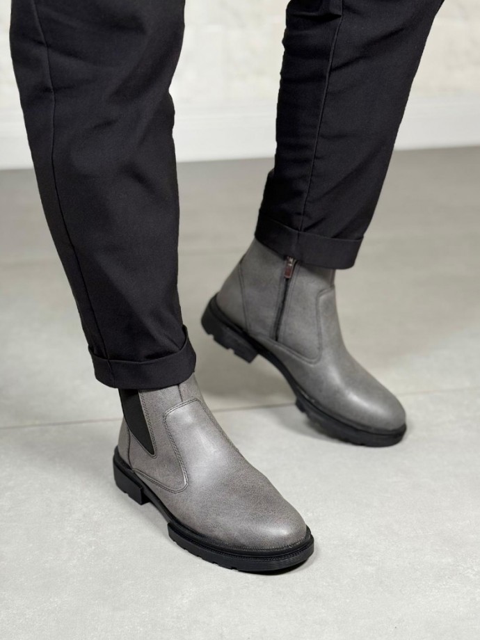 2025 GRİ DERİ KIŞLIK CRAZY KAUÇUK TABAN BOT - GRİ DERİ BOT