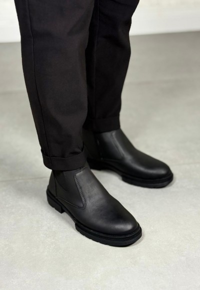 2025 SİYAH DERİ KIŞLIK CRAZY KAUÇUK TABAN BOT - SİYAH DERİ BOT