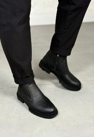 2025 SİYAH DERİ KIŞLIK CRAZY KAUÇUK TABAN BOT - SİYAH DERİ BOT