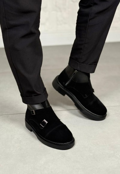 2025 SİYAH SÜET EVA ÇİFT TOKALI BOT - SİYAH SÜET DERİ 