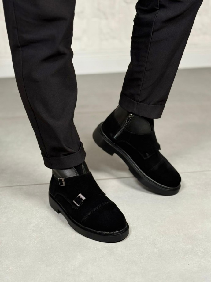 2025 SİYAH SÜET EVA ÇİFT TOKALI BOT - SİYAH SÜET DERİ 