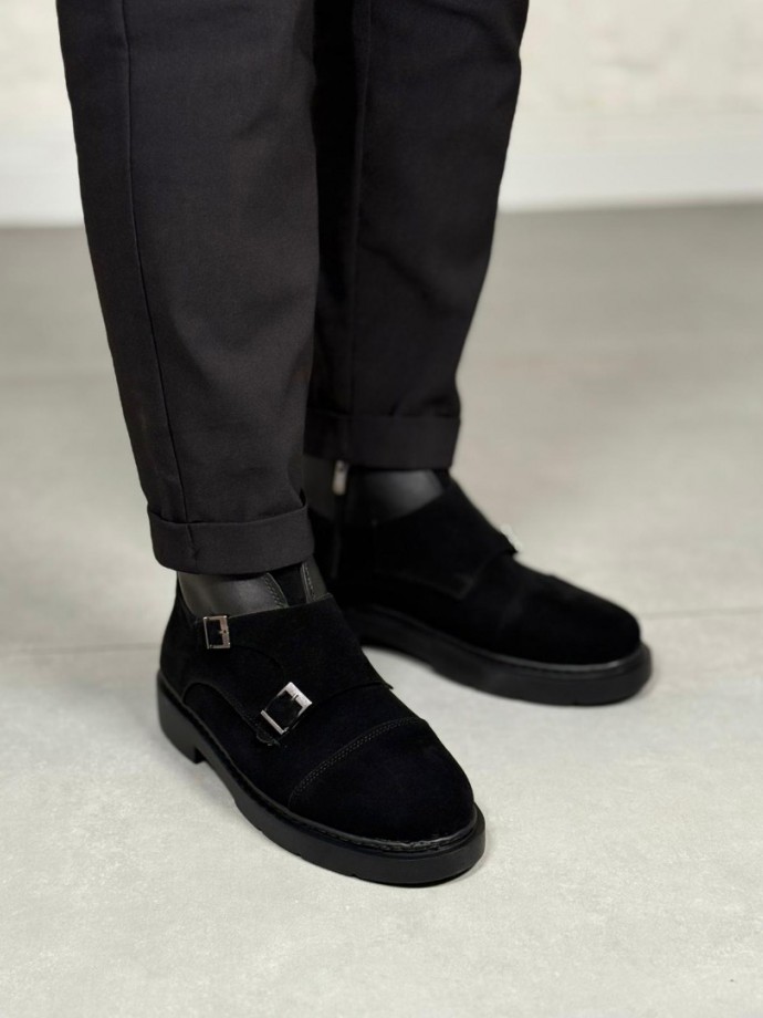 2025 SİYAH SÜET EVA ÇİFT TOKALI BOT - SİYAH SÜET DERİ 