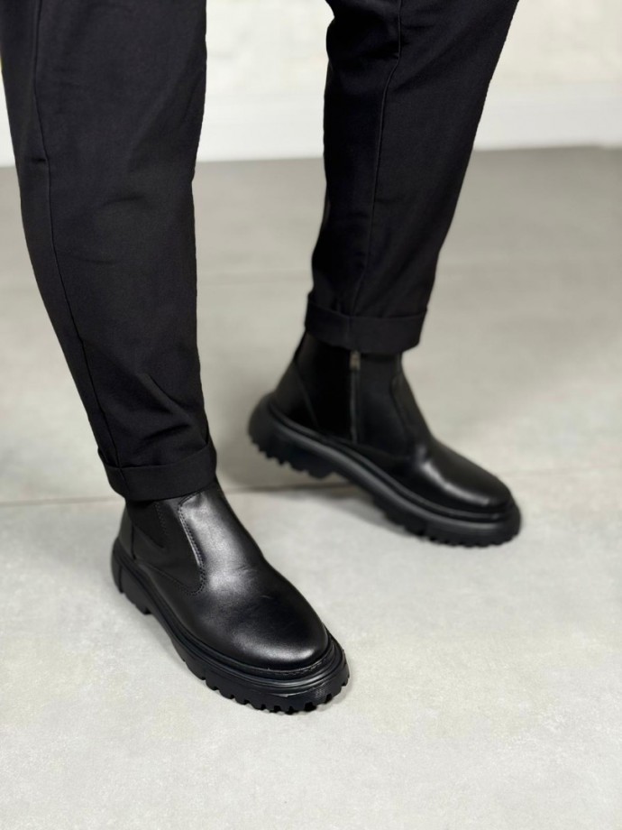 2025 SİYAH MAT DERİ PRD FERMUARLI EVA TABAN BOT - SİYAH MAT DERİ BOT