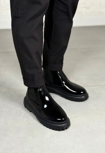 2025 SİYAH RUGAN DERİ PRD FERMUARLI EVA TABAN BOT - SİYAH RUGAN DERİ BOT