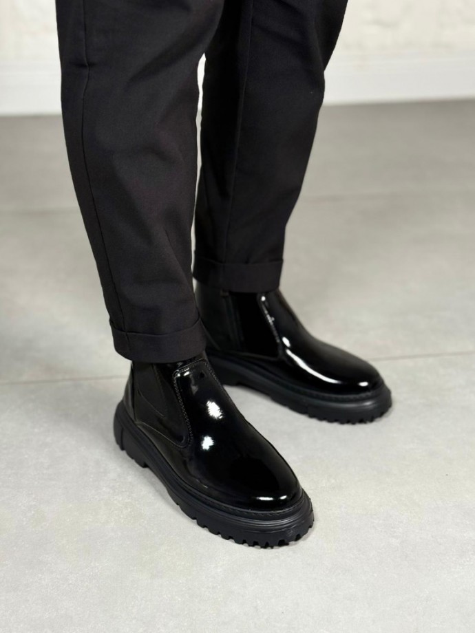 2025 SİYAH RUGAN DERİ PRD FERMUARLI EVA TABAN BOT - SİYAH RUGAN DERİ BOT