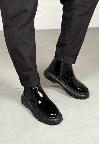 2025 SİYAH RUGAN DERİ PRD FERMUARLI EVA TABAN BOT - SİYAH RUGAN DERİ BOT