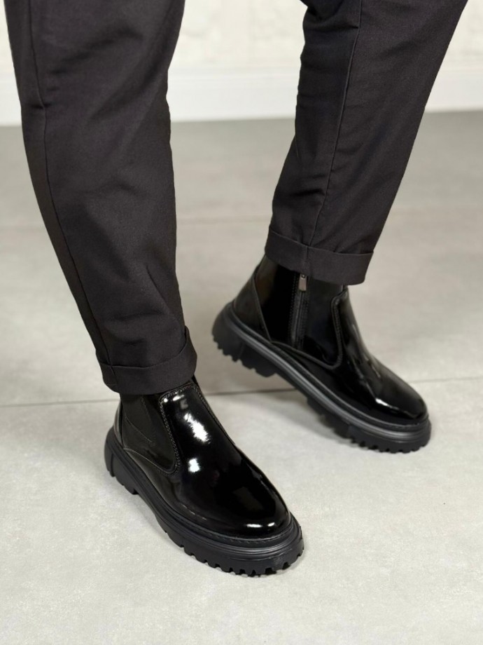 2025 SİYAH RUGAN DERİ PRD FERMUARLI EVA TABAN BOT - SİYAH RUGAN DERİ BOT