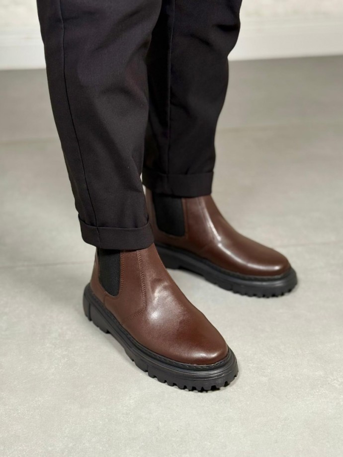 2025 KAHVE DERİ PRD BANDAJLI EVA TABAN BOT - KAHVERENGİ DERİ BOT