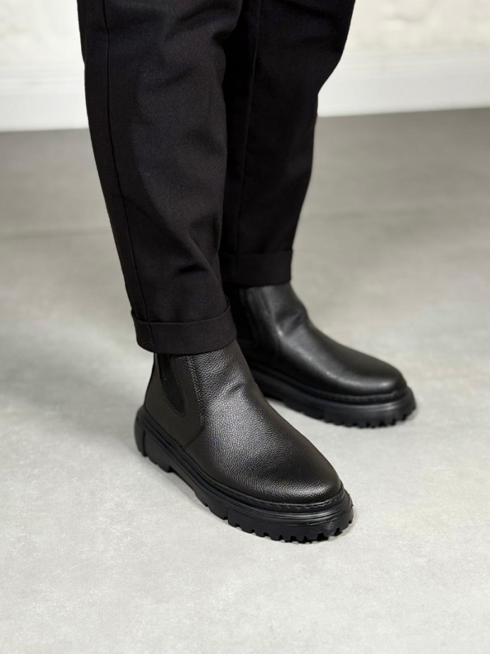 2025 SİYAH ŞRİNGIL DERİ PRD BANDAJLI EVA TABAN BOT - SİYAH ŞRINGIL DERİ BOT