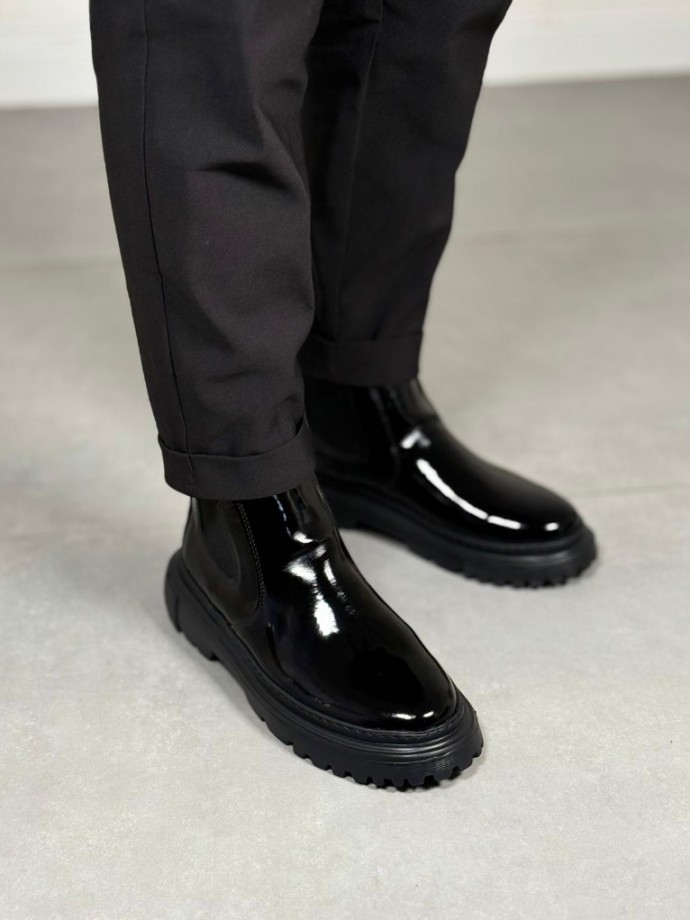 2025 SİYAH RUGAN DERİ PRD BANDAJLI EVA TABAN BOT - SİYAH RUGAN DERİ BOT