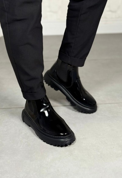 2025 SİYAH RUGAN DERİ PRD BANDAJLI EVA TABAN BOT - SİYAH RUGAN DERİ BOT