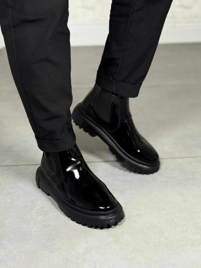 2025 SİYAH RUGAN DERİ PRD BANDAJLI EVA TABAN BOT - SİYAH RUGAN DERİ BOT