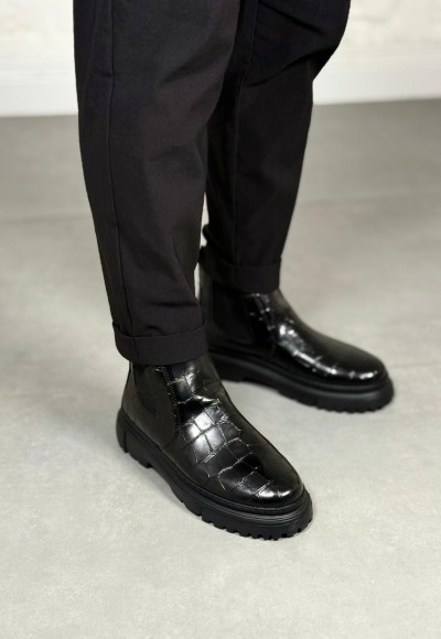 2025 SİYAH KROKAN DERİ PRD BANDAJLI EVA TABAN BOT - SİYAH KROKAN DERİ BOT