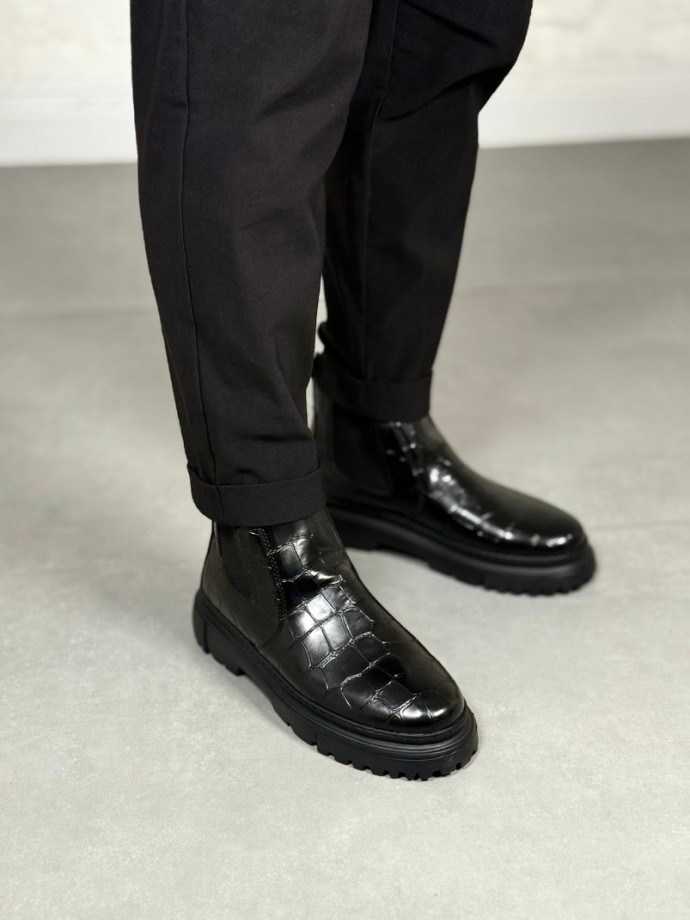 2025 SİYAH KROKAN DERİ PRD BANDAJLI EVA TABAN BOT - SİYAH KROKAN DERİ BOT