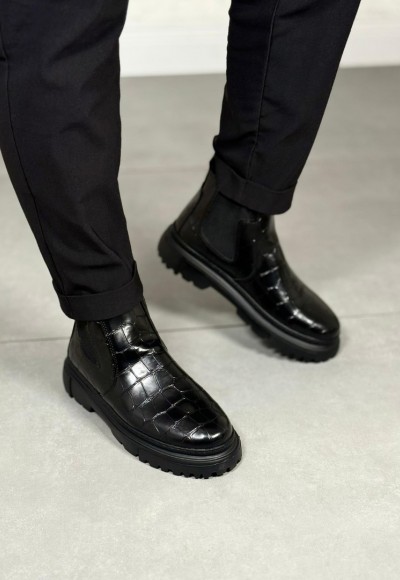 2025 SİYAH KROKAN DERİ PRD BANDAJLI EVA TABAN BOT - SİYAH KROKAN DERİ BOT